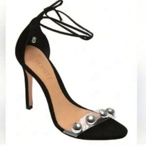 SCHUTZ Ramon Suede Tie Heels With Silver Metal Detail Size 8